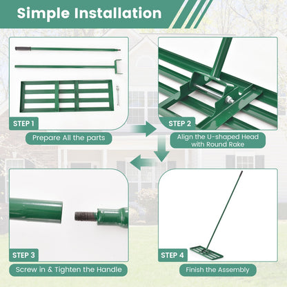 Costway 75cm x 25cm Heavy Duty Lawn Leveling Rake-Green