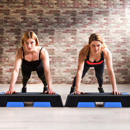 Costway 75cm Aerobic Stepper Block Bench with Risers and Adjustable Height-Blue
