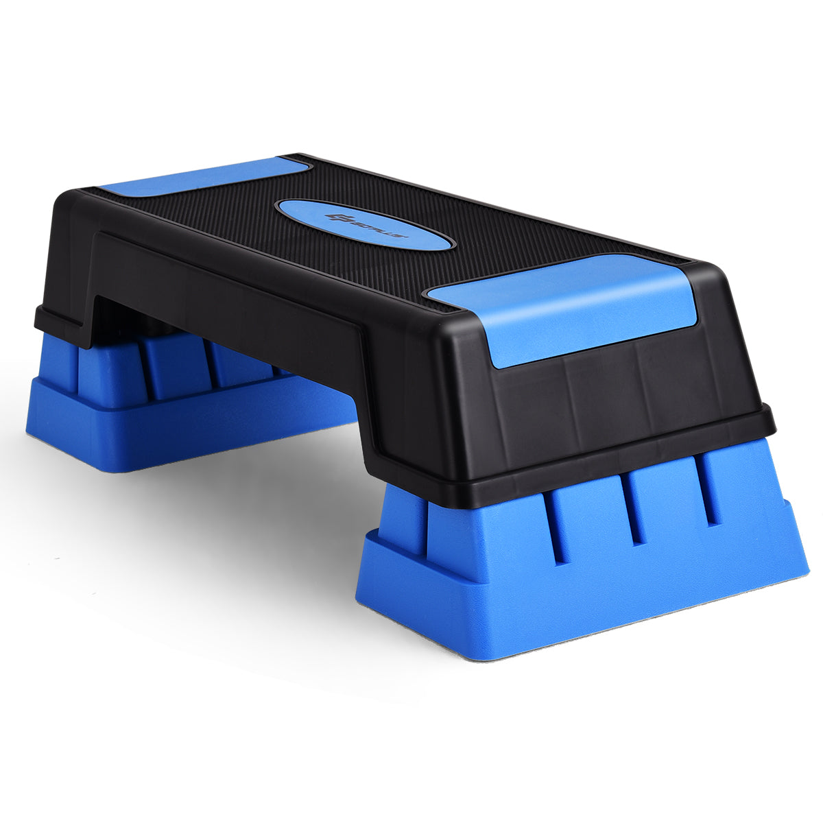 Costway 75cm Aerobic Stepper Block Bench with Risers and Adjustable Height-Blue