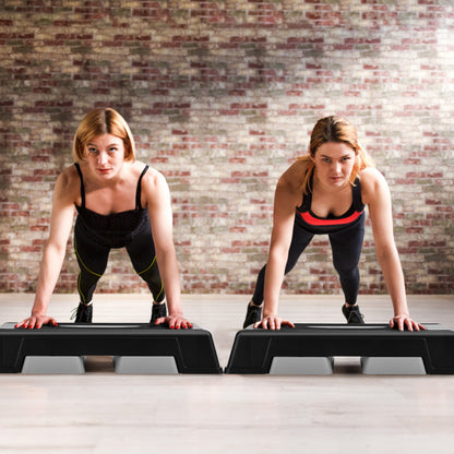 Costway 75cm Aerobic Stepper Block Bench with Risers and Adjustable Height-Grey