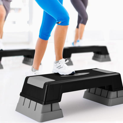 Costway 75cm Aerobic Stepper Block Bench with Risers and Adjustable Height-Grey