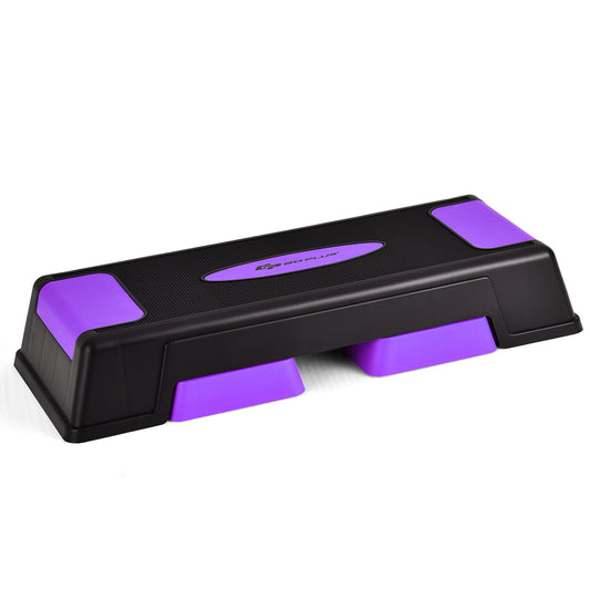 Costway 75cm Aerobic Stepper Block Bench with Risers and Adjustable Height-Purple