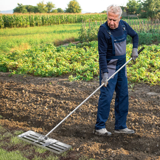 75cm x 25cm Heavy Duty Lawn Leveling Rake-Silver