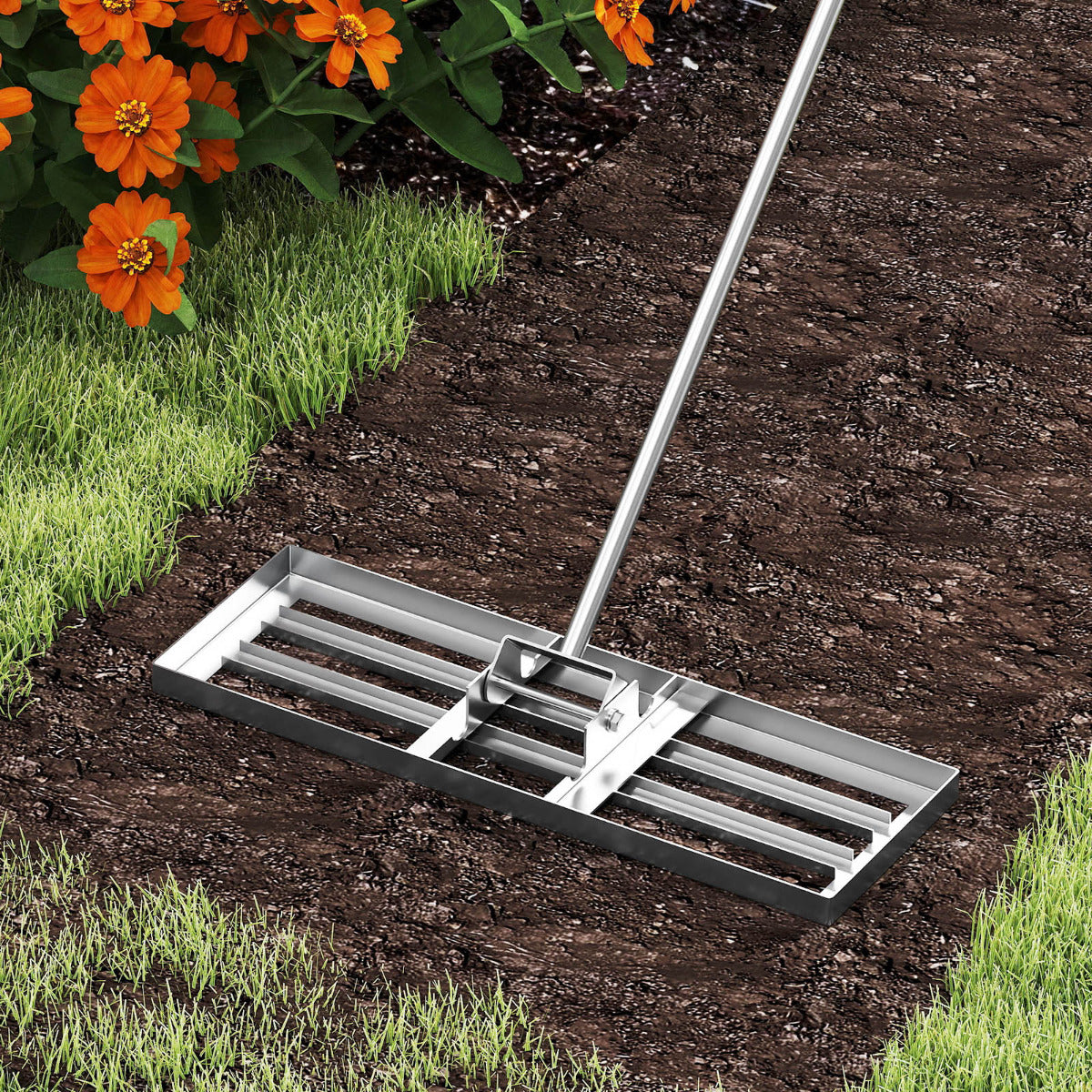 75cm x 25cm Heavy Duty Lawn Leveling Rake-Silver