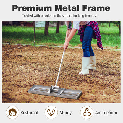 75cm x 25cm Heavy Duty Lawn Leveling Rake-Silver