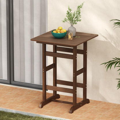 76cm x 76cm Square Bar Table with Slatted Tabletop-Brown