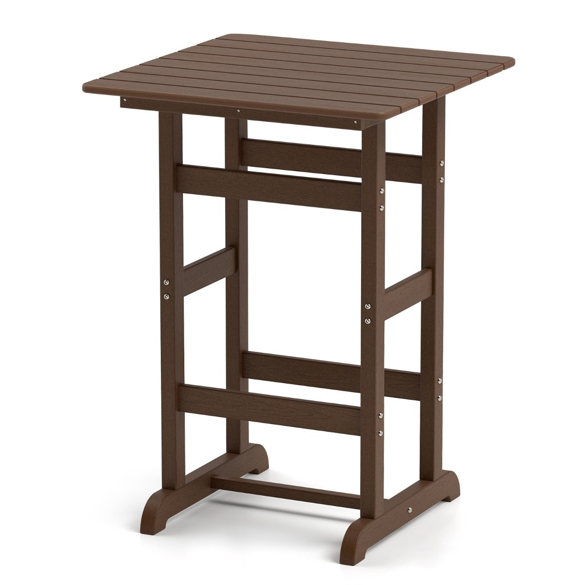 76cm x 76cm Square Bar Table with Slatted Tabletop-Brown