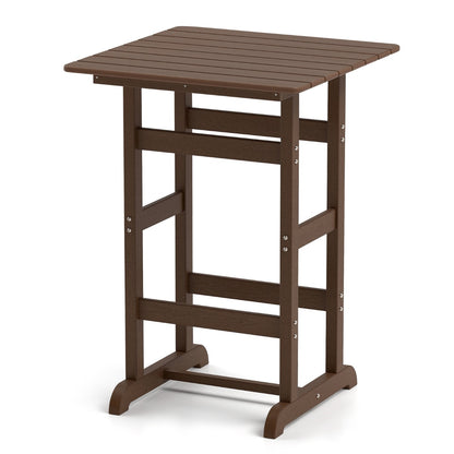 76cm x 76cm Square Bar Table with Slatted Tabletop-Brown