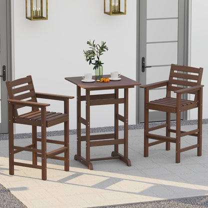 76cm x 76cm Square Bar Table with Slatted Tabletop-Brown