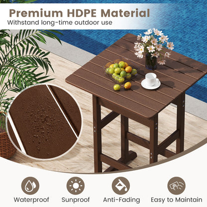 76cm x 76cm Square Bar Table with Slatted Tabletop-Brown