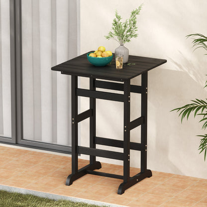 76cm x 76cm Square Bar Table with Slatted Tabletop-Black