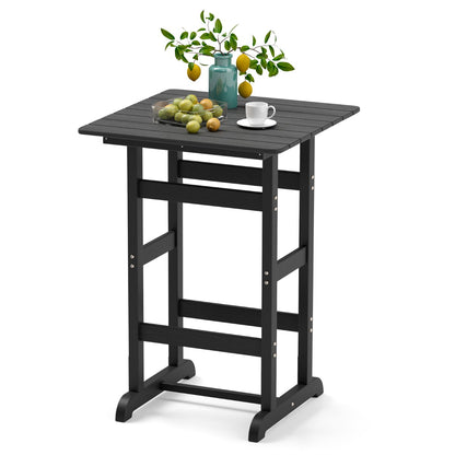 76cm x 76cm Square Bar Table with Slatted Tabletop-Black