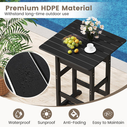 76cm x 76cm Square Bar Table with Slatted Tabletop-Black