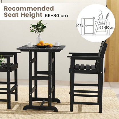 76cm x 76cm Square Bar Table with Slatted Tabletop-Black