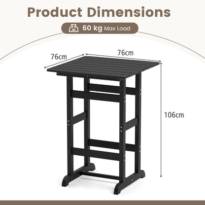 76cm x 76cm Square Bar Table with Slatted Tabletop-Black