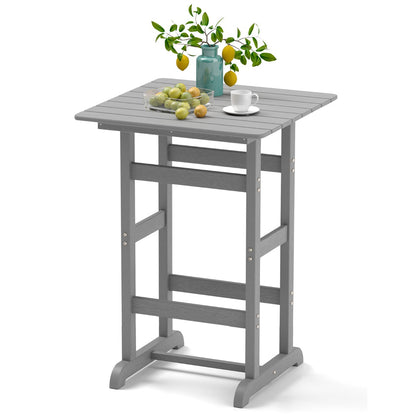 76cm x 76cm Square Bar Table with Slatted Tabletop-Grey