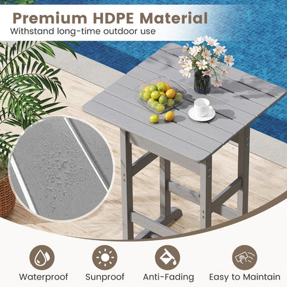 76cm x 76cm Square Bar Table with Slatted Tabletop-Grey