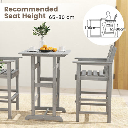 76cm x 76cm Square Bar Table with Slatted Tabletop-Grey