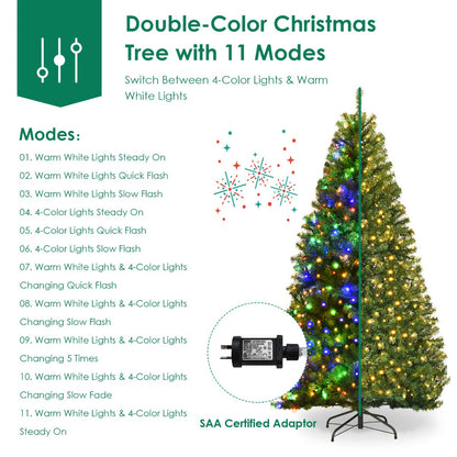 1.2M Pre-Lit Artificial Xmas Tree with Multicolor LED Lights & Metal Base