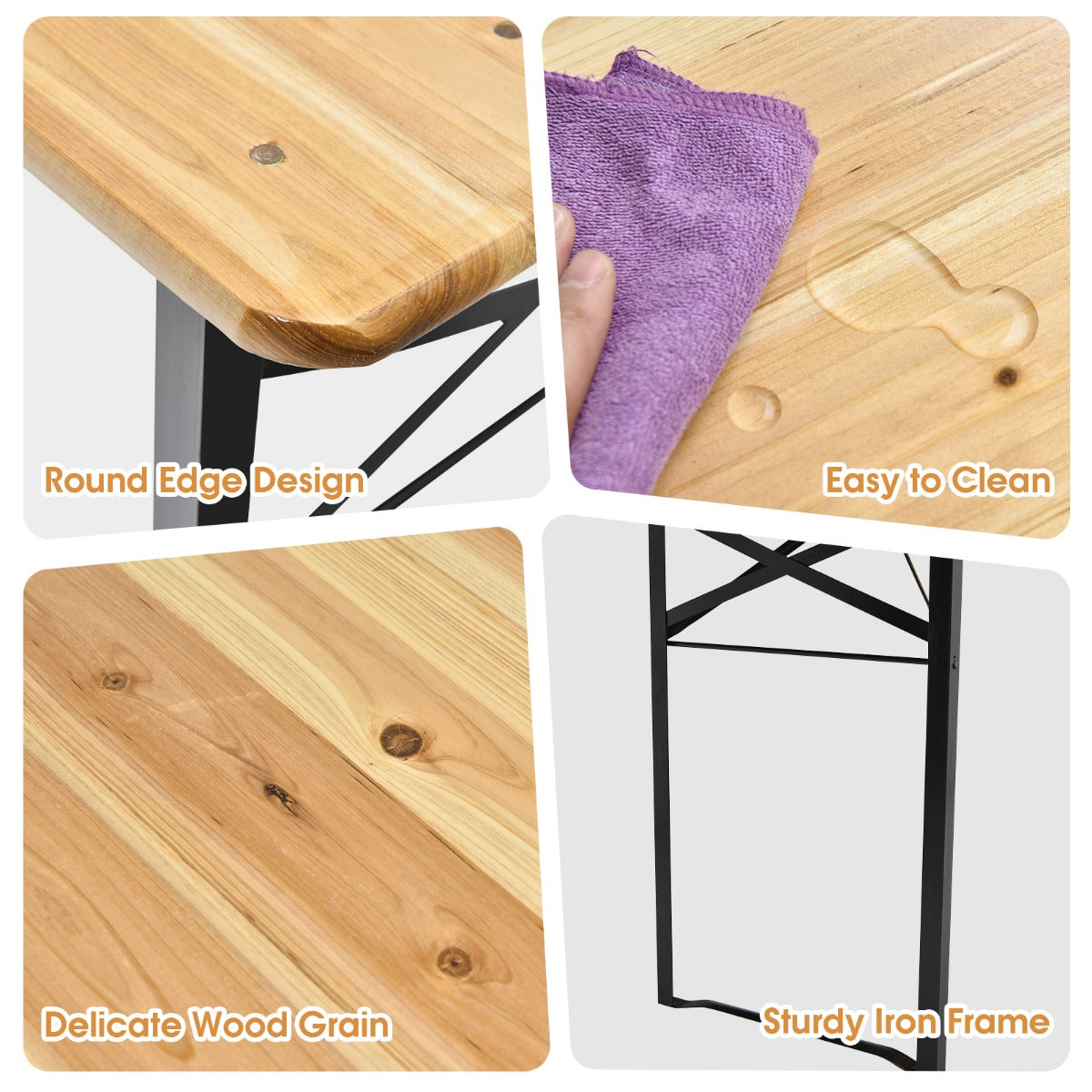 3 Pieces Outdoor Folding Picnic Table Bench Set