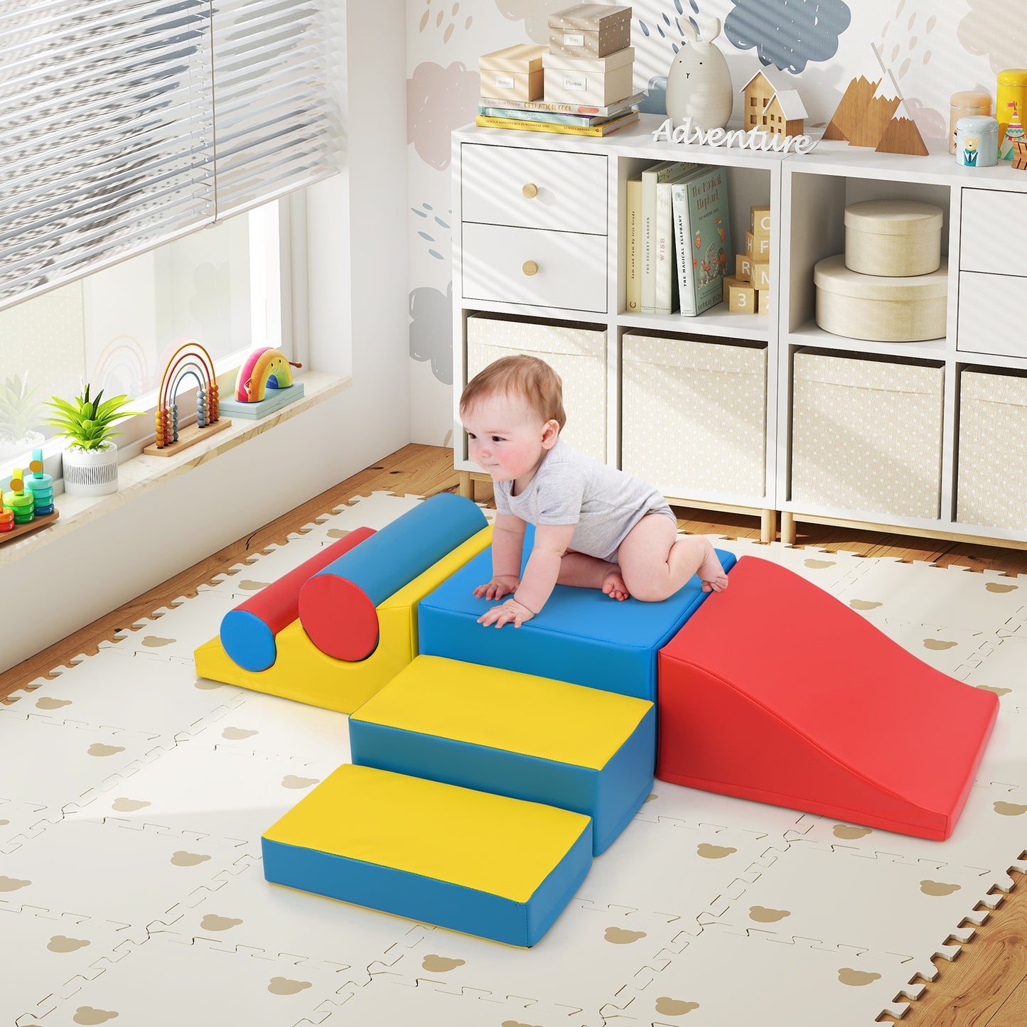 7 Pieces Foam Building Blocks Set for Kids Creative Learning Toy Set-Colourful