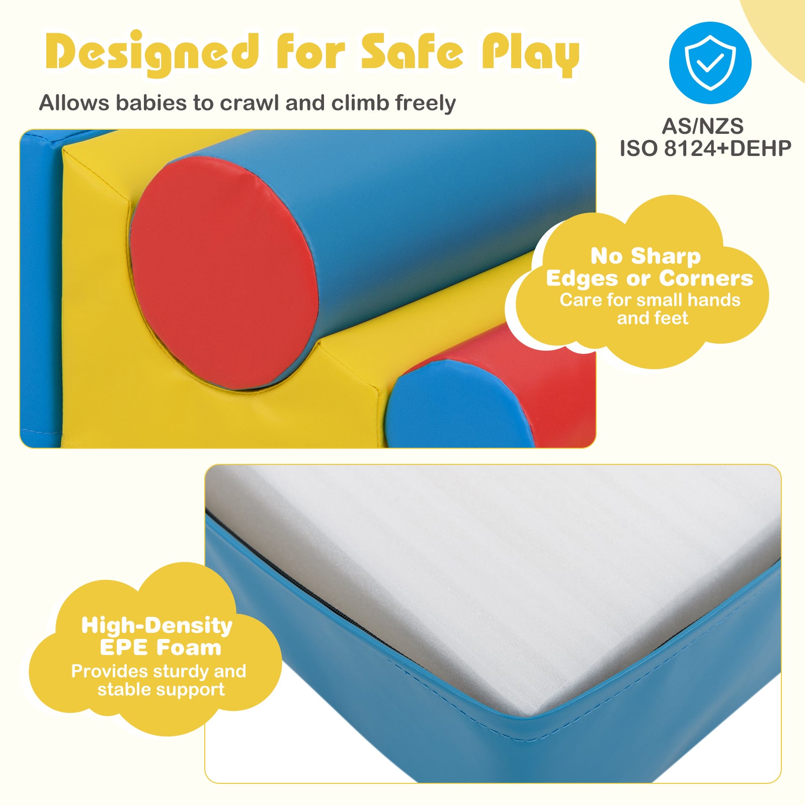 7 Pieces Foam Building Blocks Set for Kids Creative Learning Toy Set-Colourful
