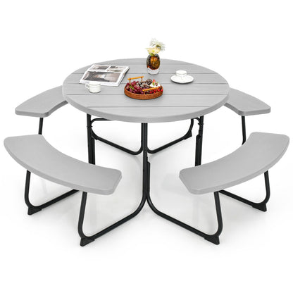 Wood-look HDPE tabletop offers durable outdoor performance with easy-to-clean smooth surfaces