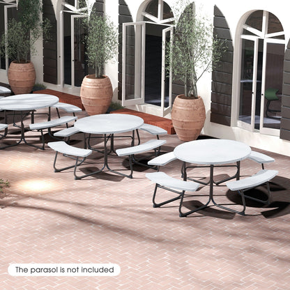 8-Person Outdoor Picnic Table Set with Benches, 225 kg Capacity, White