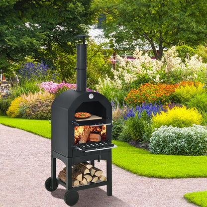 3-in-1 Pizza Oven Wood Fired Portable Outdoor BBQ Grill Smoker Pizza Maker