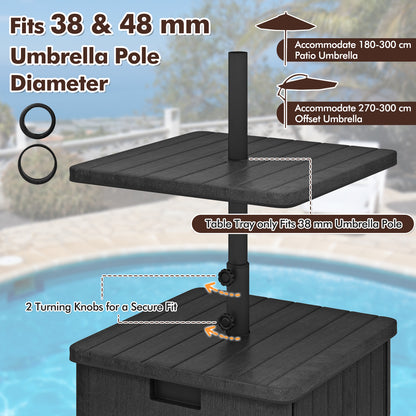 80kg Outdoor Fillable Umbrella Base with Tray and Weighted Bag-Black