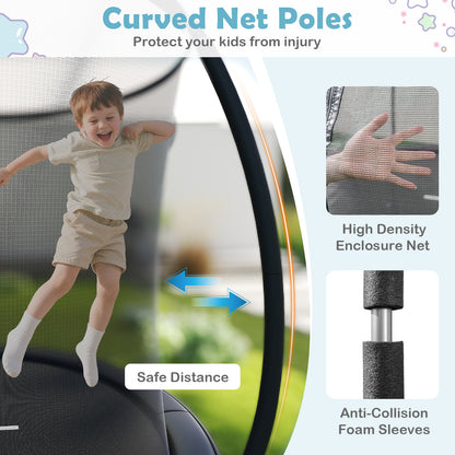 8FT Outdoor Trampoline Heavy-Duty Recreational Trampoline-Black