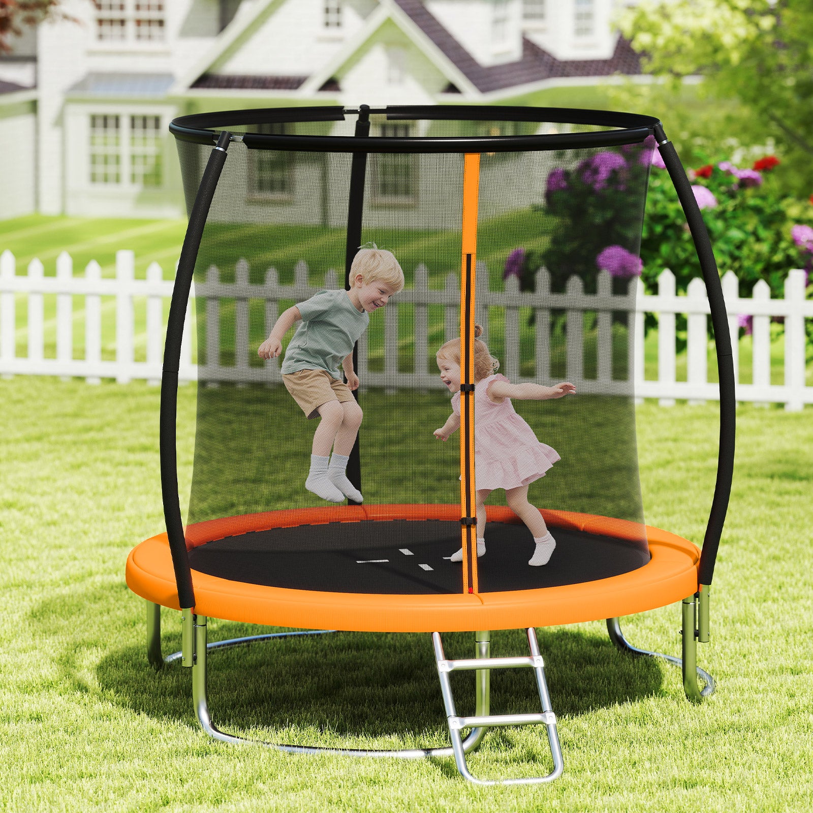 8FT Outdoor Trampoline Heavy-Duty Recreational Trampoline-Orange