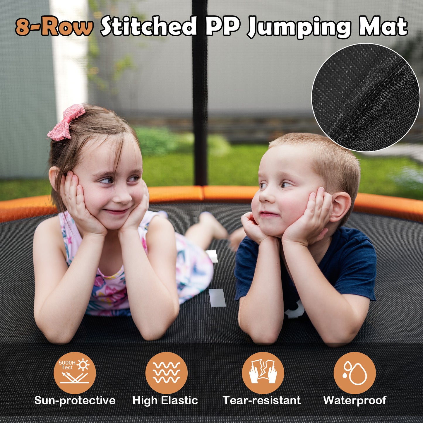 8FT Outdoor Trampoline Heavy-Duty Recreational Trampoline-Orange