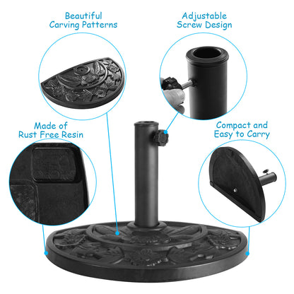 Costway Half Round Resin Umbrella Base with Adjustable Screw Mechanism for Garden