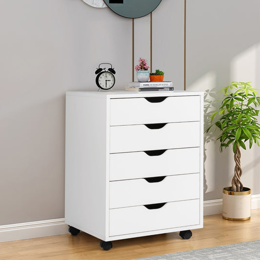 Costway Chest of Drawers with 4 Swivel Wheels for Home and Office