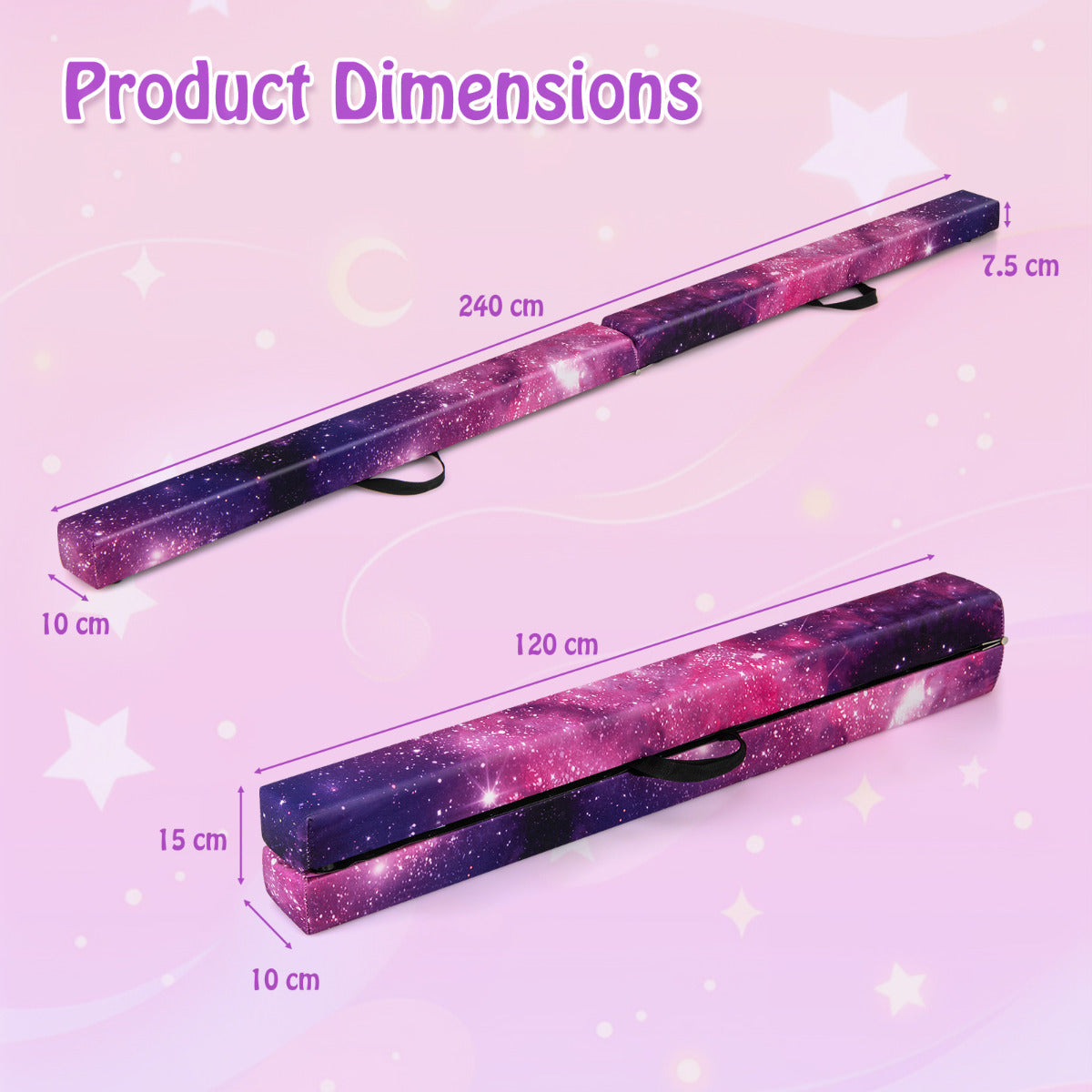 8 FT Folding Balance Beam with Solid Wood Base and Anti-slip Bottom-Magic Star