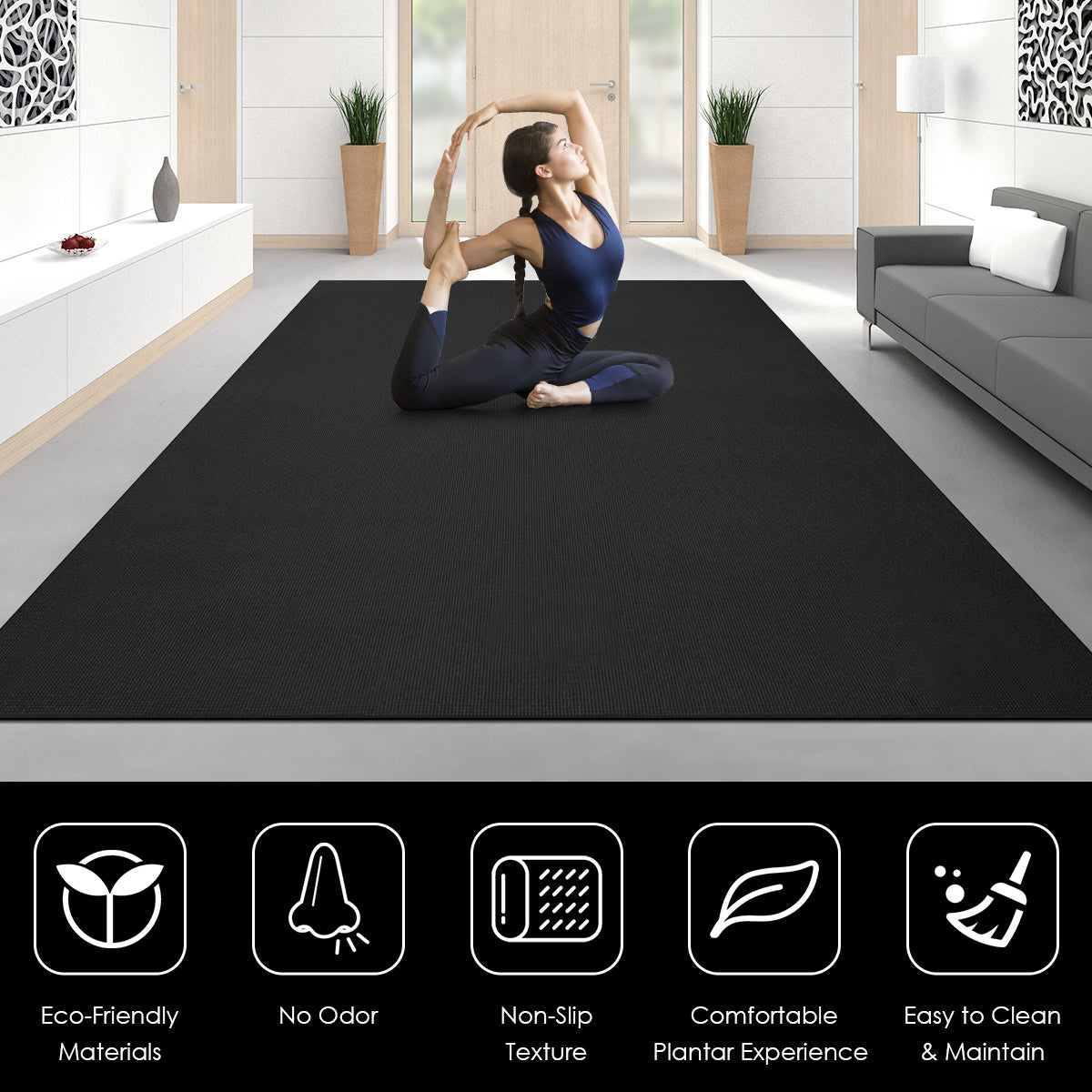 8 MM Thick Exercise Yoga Mat with Double-sided Non-slip Design