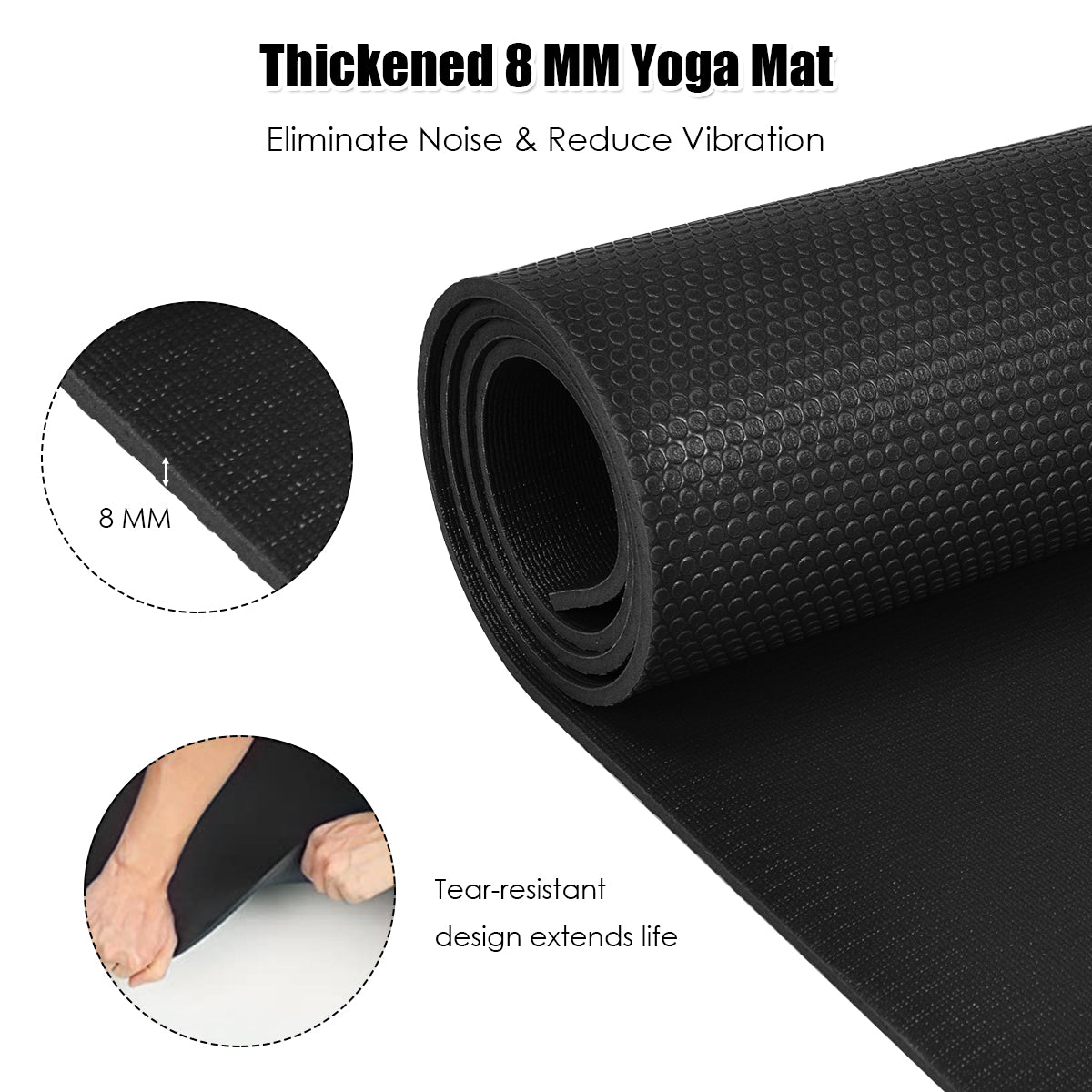 8 MM Thick Exercise Yoga Mat with Double-sided Non-slip Design