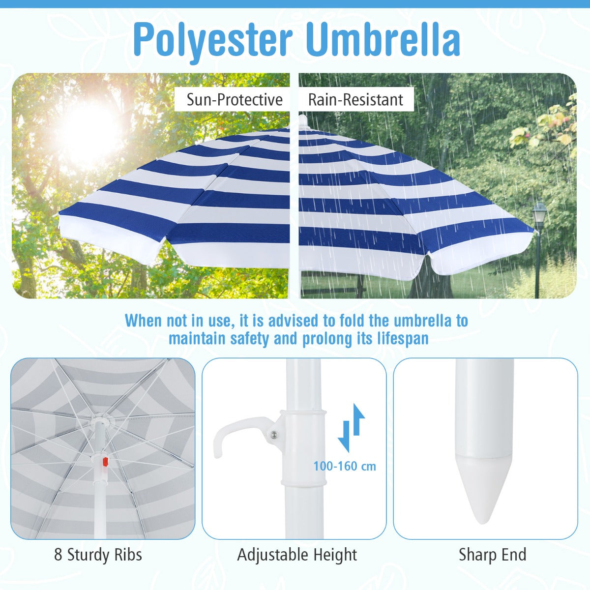8 Person Kids Picnic Table with Adjustable and Collapsible Umbrella-White