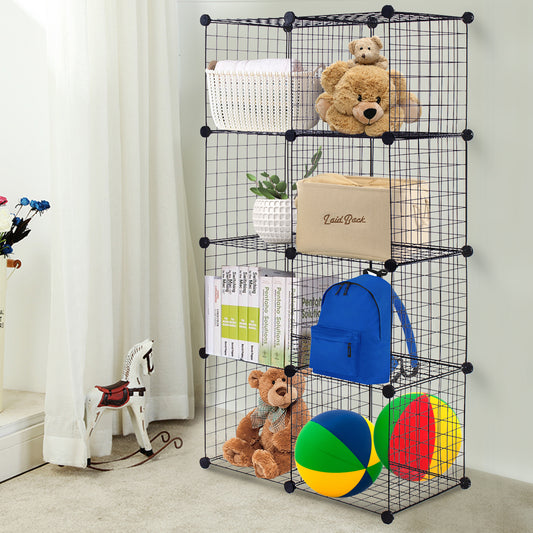 Costway Wire Cube Storage Organizer Metal Wire Grid Storage Shelves-8 Cubes