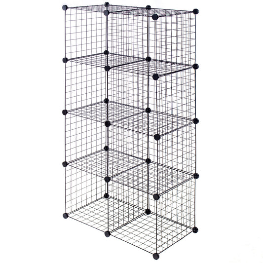 Costway Wire Cube Storage Organizer Metal Wire Grid Storage Shelves-8 Cubes