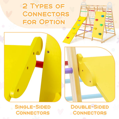 8-in-1 Wooden Jungle Gym Playset with Monkey Bars &amp; Climbing Ladder-Multicolour