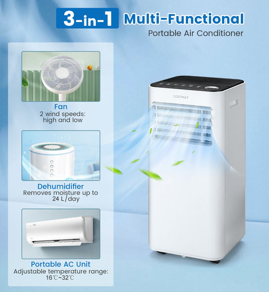 Costway 9000 BTU Portable Air Conditioner with Fan and Dehumidifier Mode-Black