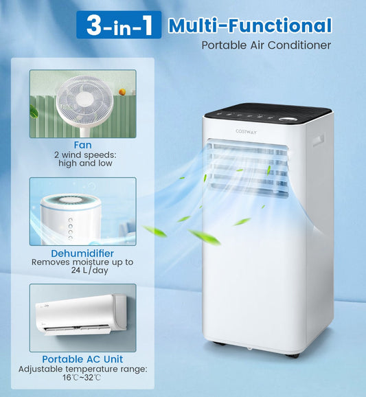3-in-1 portable AC combines cooling, dehumidifying, and fan modes for year-round comfort