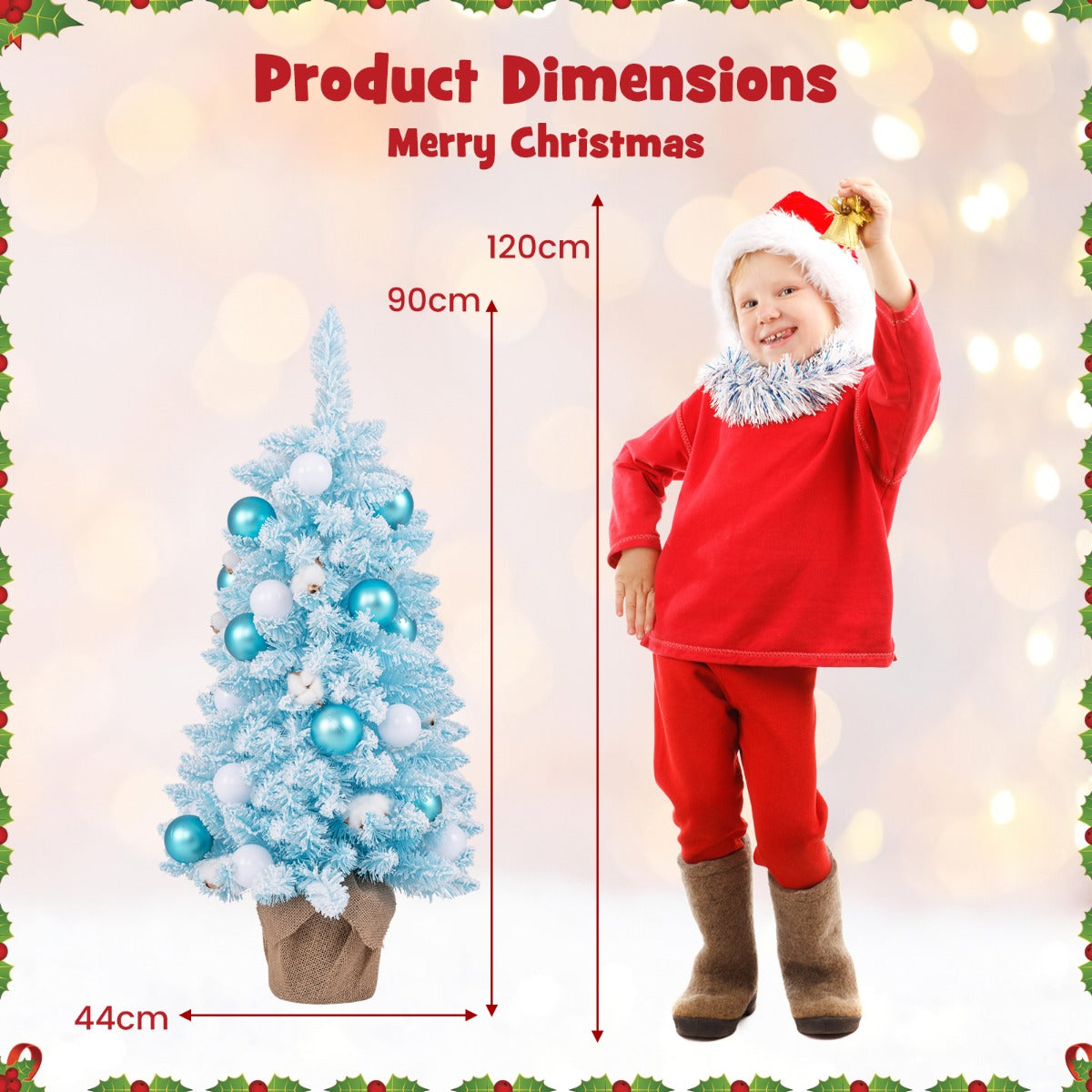 Costway 90 CM Artificial Mini Christmas Tree-Blue