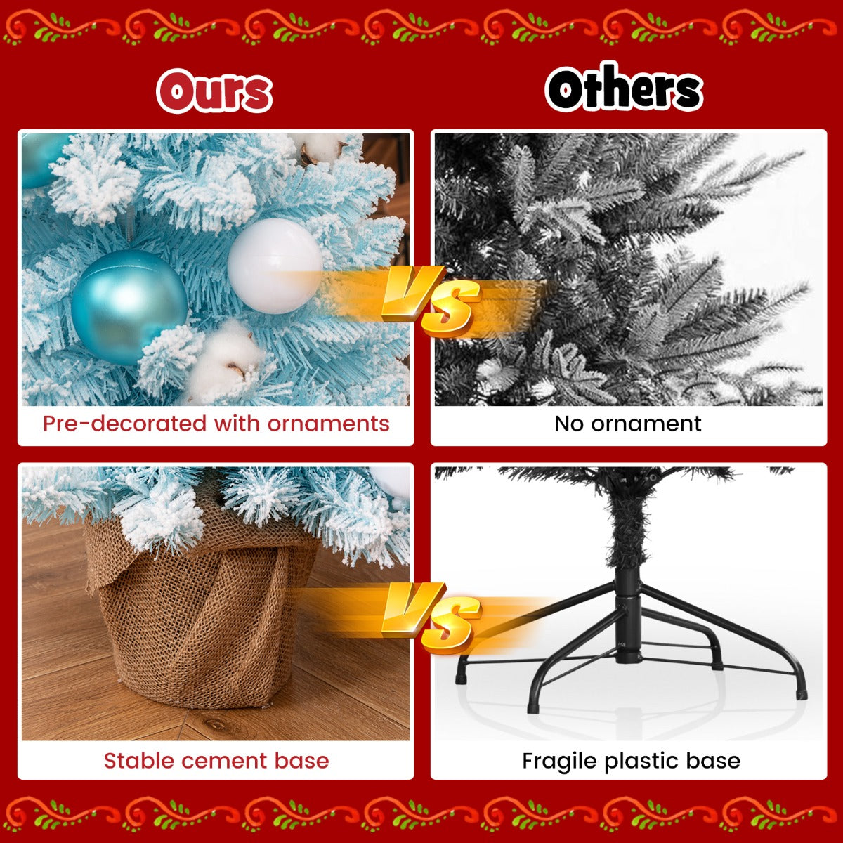 Costway 90 CM Artificial Mini Christmas Tree-Blue