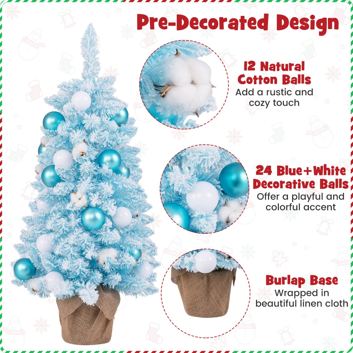 Costway 90 CM Artificial Mini Christmas Tree-Blue