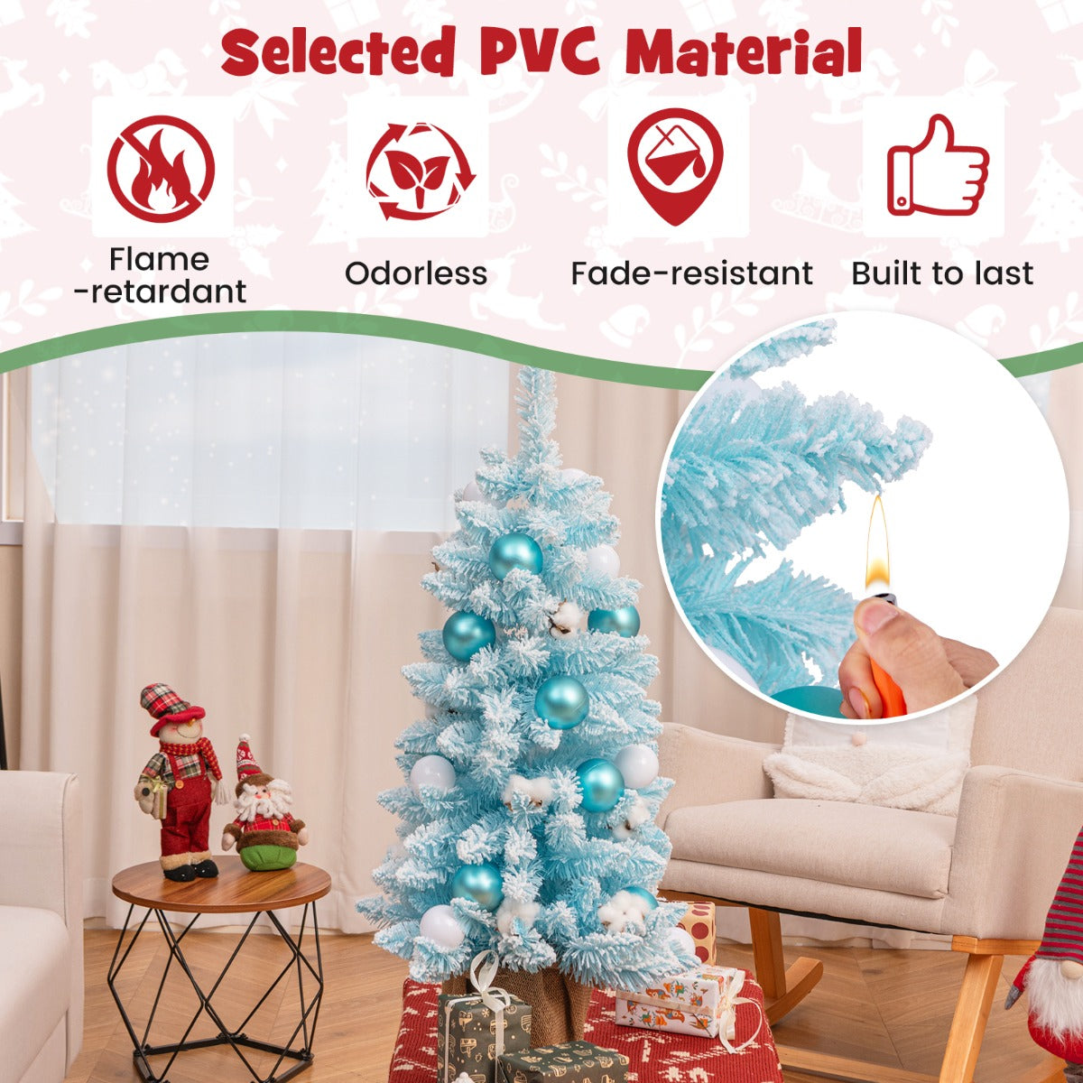 Costway 90 CM Artificial Mini Christmas Tree-Blue