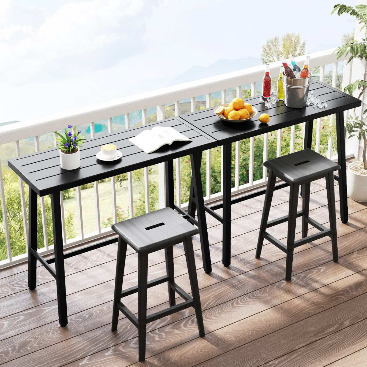 92 cm Patio Counter Height Bar Table Rectangular High Pub Table