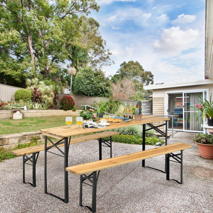 3 Pieces Outdoor Folding Picnic Table Bench Set